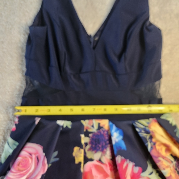 Xscape Navy Backless Dress with Floral Design - Picture 10 of 12